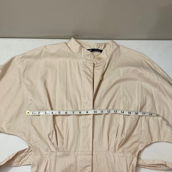 Zara Cotton Blend Midi Belted Shirt Dress, size Medium, Cream, Fall Wardrobe - Picture 7 of 7